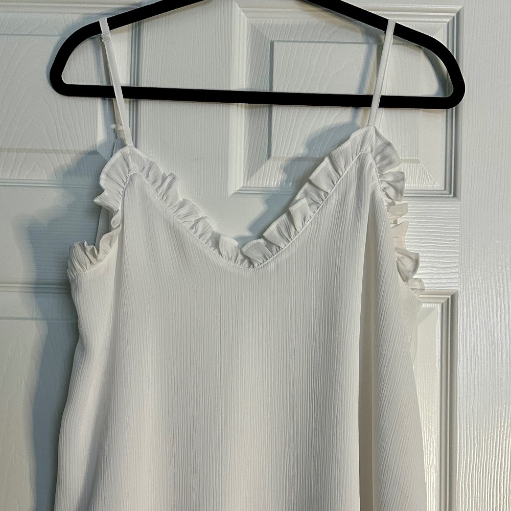 White Ruffle Tank Top